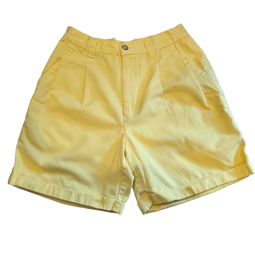VTG 1986 Generra Collection Shorts Womens 30 Yellow Pleated Cotton Twill 28x6